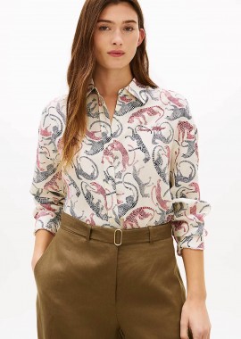 TOMMY HILFIGER - Tommy Hilfiger γυναικείο πουκάμισο λινό με print - WW0WW50556 Εκρού