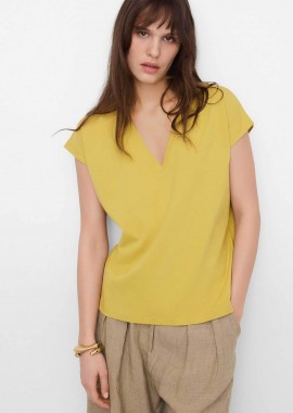 ADOLFO DOMINGUEZ - Adolfo Domínguez γυναικείο Τ-Shirt με V λαιμόκοψη - 272092507 Κίτρινο Pastel