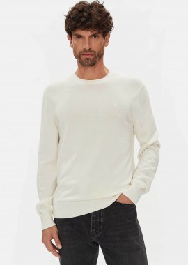CALVIN KLEIN - Calvin Klein ανδρικό πουλόβερ μονόχρωμο Regular Fit - LV040BM343 Εκρού