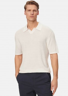 CALVIN KLEIN - Calvin Klein ανδρική μπλούζα πόλο πλεκτή Regular Fit - LV04LF313G Εκρού