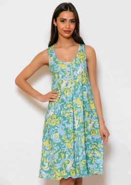 SCHERZO - Scherzo γυναικείο νυχτικό αμάνικο με floral print - 5672 Γαλάζιο