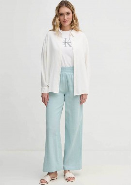DKNY - DKNY γυναικείο παντελόνι ψηλόμεσο structured με ελαστική μέση - DJ4P3004 Βεραμάν Ανοιχτό