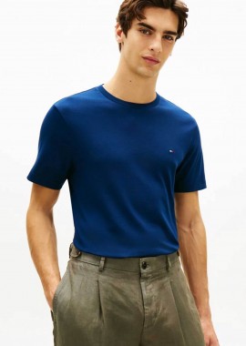 TOMMY HILFIGER - Tommy Hilfiger ανδρικό T-shirt μονόχρωμο Regular Fit - MW0MW37508 Μπλε Navy