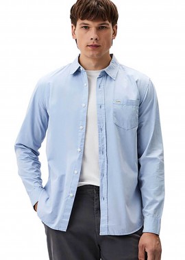 GUESS - Guess ανδρικό πουκάμισο μονόχρωμο Slim Fit - M4YH35WGCF1 Γαλάζιο