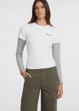 GUESS - Guess γυναικείο T-shirt με λογότυπο Slim Fit - W4YI02J1314 Λευκό