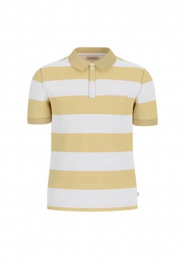 GUESS - Guess ανδρική μπλούζα πόλο με ριγέ σχέδιο και κεντημένο λογότυπο Regular Fit - M6GP00KCOT1 Κίτρινο