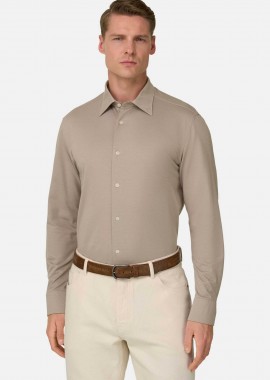 BOGGI MILANO - Boggi Milano ανδρικό πουκάμισο μονόχρωμο Regular Fit - BO26P019305 Καφέ Ανοιχτό