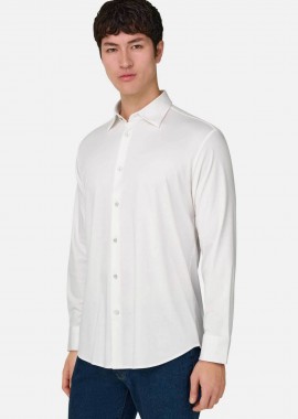 BOGGI MILANO - Boggi Milano ανδρικό πουκάμισο μονόχρωμο Regular Fit - BO26P030501 Λευκό