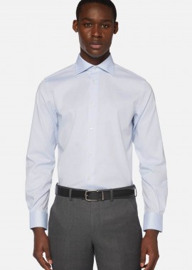 BOGGI MILANO - Boggi Milano ανδρικό πουκάμισο μονόχρωμο Regular Fit - BO24C004202 Σιελ
