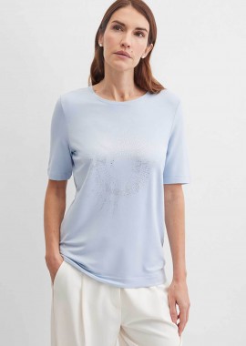 GERRY WEBER - Gerry Weber γυναικείο T-shirt με στρας Straight Cut - N61731360040 Γαλάζιο