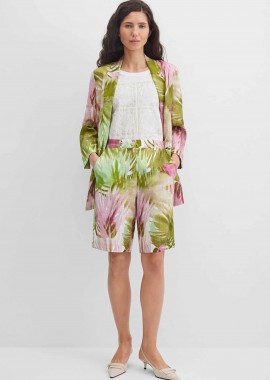 GERRY WEBER - Gerry Weber γυναικεία λινή βερμούδα με floral print Loose Straight Cut - N67203630040 Πράσινο
