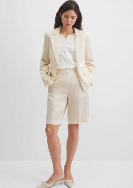 GERRY WEBER - Gerry Weber γυναικεία βερμούδα με λινάρι Relaxed Straight Cut - N67202671042 Εκρού