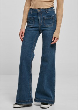 Urban Classics - Γυναικείο Τζιν Παντελόνι Καμπάνα TB5452-04294 Urban Classics Denim Blue deepblue washed