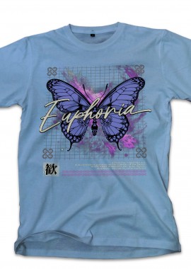 Pop Culture - T-Shirt Butterfly Graphic Pop Culture Carolina Blue