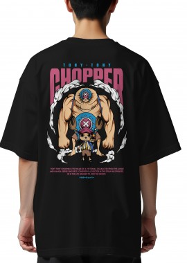 Pop Culture - Oversized T-Shirt One Piece Chopper Pop Culture Black