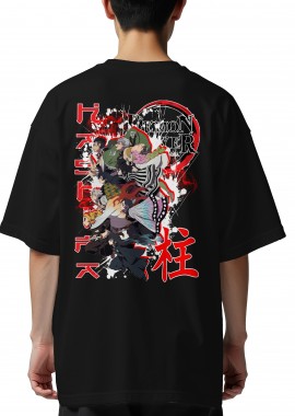 Pop Culture - Oversized T-Shirt Demon Slayer MassUp Pop Culture Black
