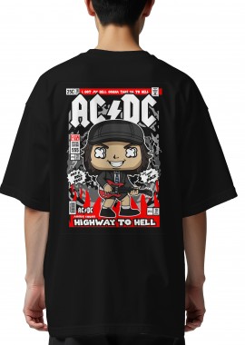 Pop Culture - Oversized T-Shirt Angus Young ACDC Pop Culture Black