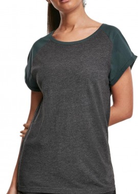Urban Classics - Γυναικείο T-Shirt Contrast Raglan TB1913-02251 Urban Classics Charcoal/Bottlegreen