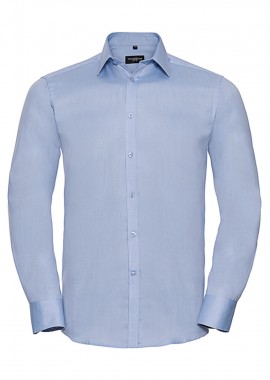 Russell - Ανδρικό Μακρυμάνικο Πουκάμισο Herringbone 0R962M0 Russell Collection Tailored Fit Light Blue