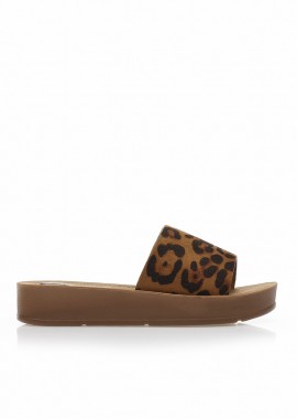 Tsoukalas - Flatforms animal print σουέτ ΛΕΟΠΑΡ
