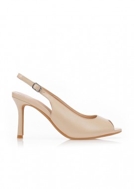Tsoukalas - Γόβες slingback peep-toe NUDE