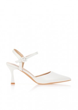 Tsoukalas - Γόβες slingback δερματίνη ΛΕΥΚΟ