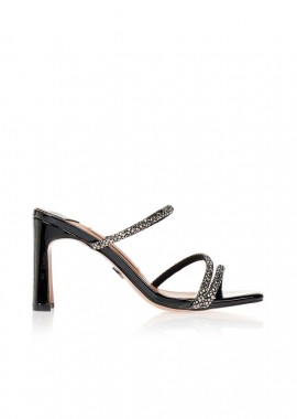 Tsoukalas - Mules TSOUKALAS μαύρα με στρας λουράκια ΜΑΥΡΟ