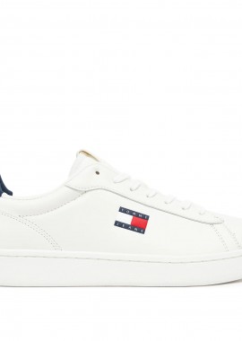 Tommy Hilfiger - Ανδρικά Δερμάτινα Sneakers Tommy Hilfiger EM0EM01596 0G1 Λευκά